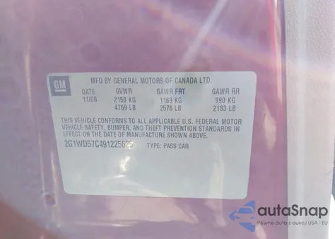 2009 Chevrolet Impala Ss z USA, uszkodzony, nr VIN 2G1WD57C491225625